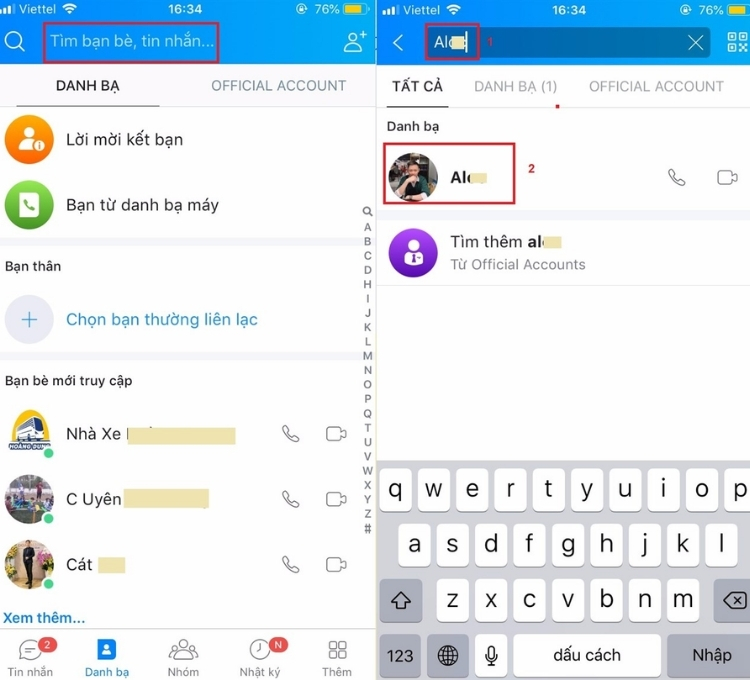 Kiểm tra số điện thoại bằng Zalo