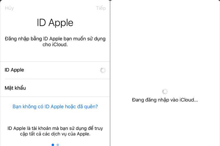 Bên cung cấp dịch vụ sẽ đăng nhập tài khoản iCloud của họ vào thiết bị