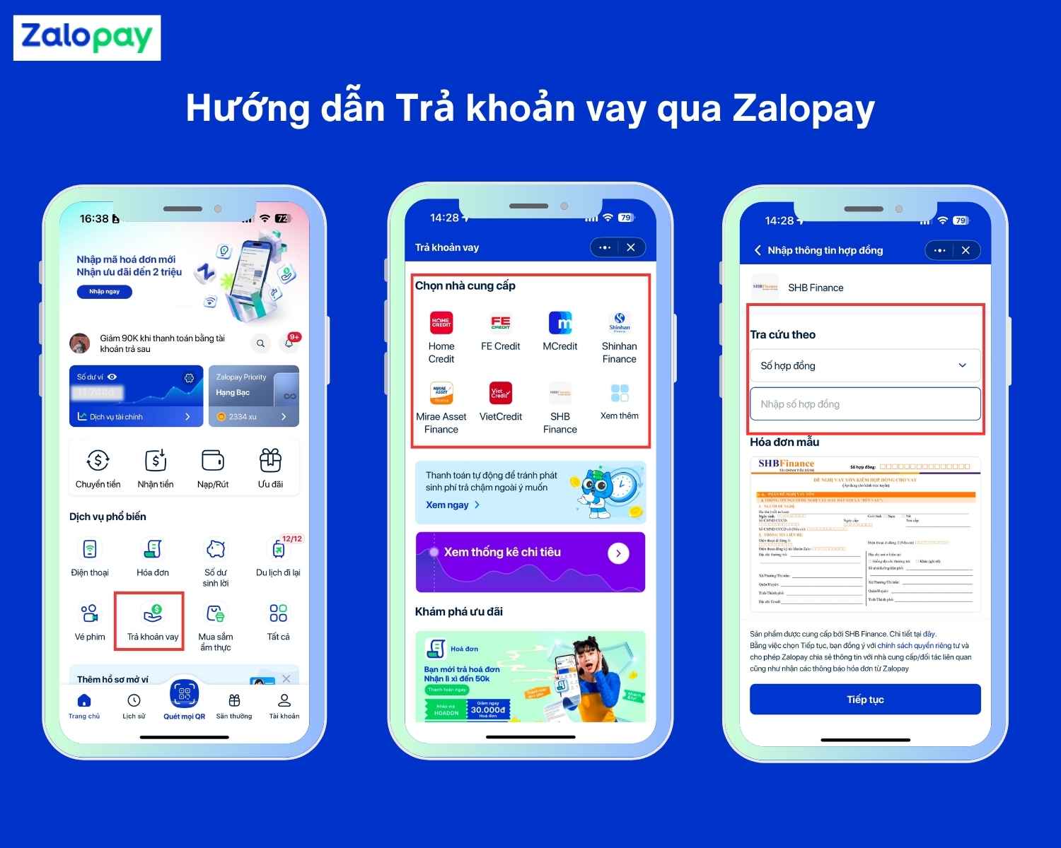 Hướng dẫn thanh toán khoản vay trả góp bằng Zalopay
