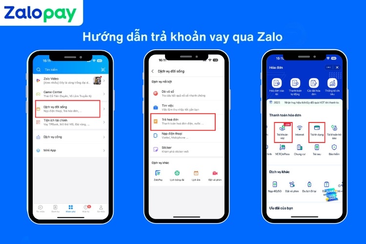 Hướng dẫn thanh toán khoản vay trong ứng dụng Zalo
