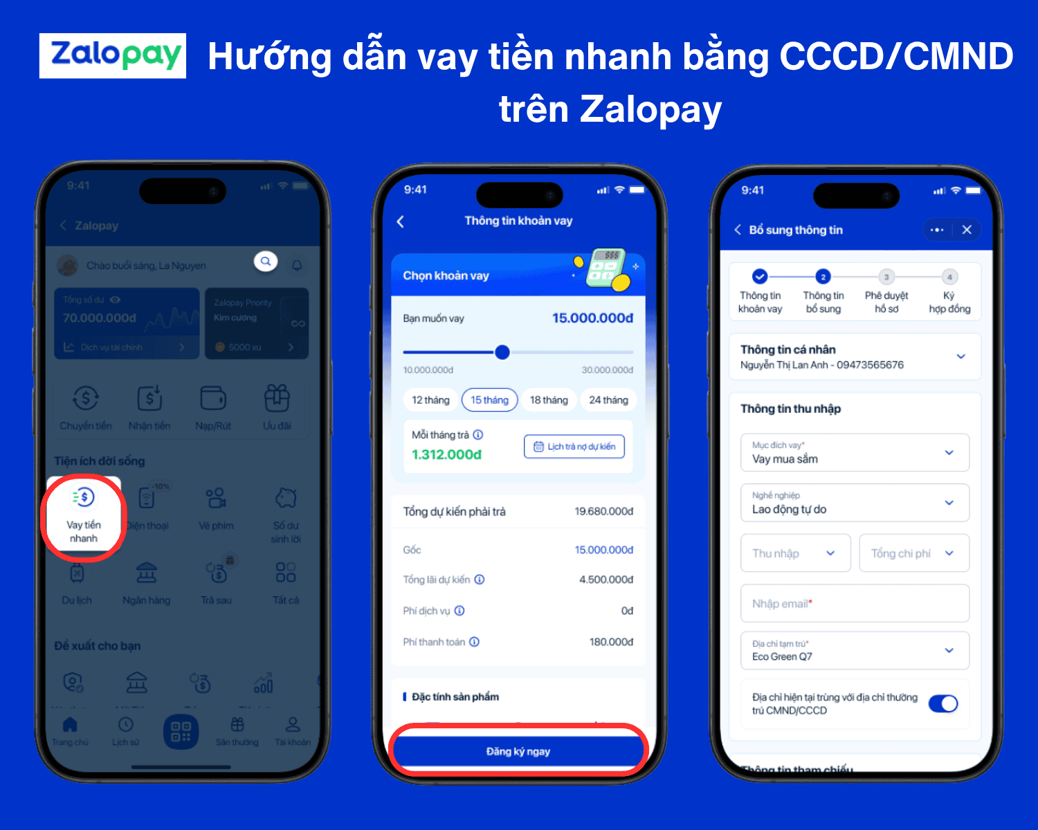 Các bước đăng ký vay tiền nhanh chỉ cần CCCD/CMND.