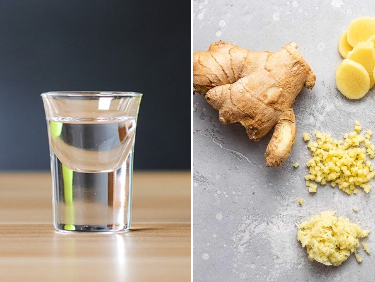 Dùng rượu trắng và gừng